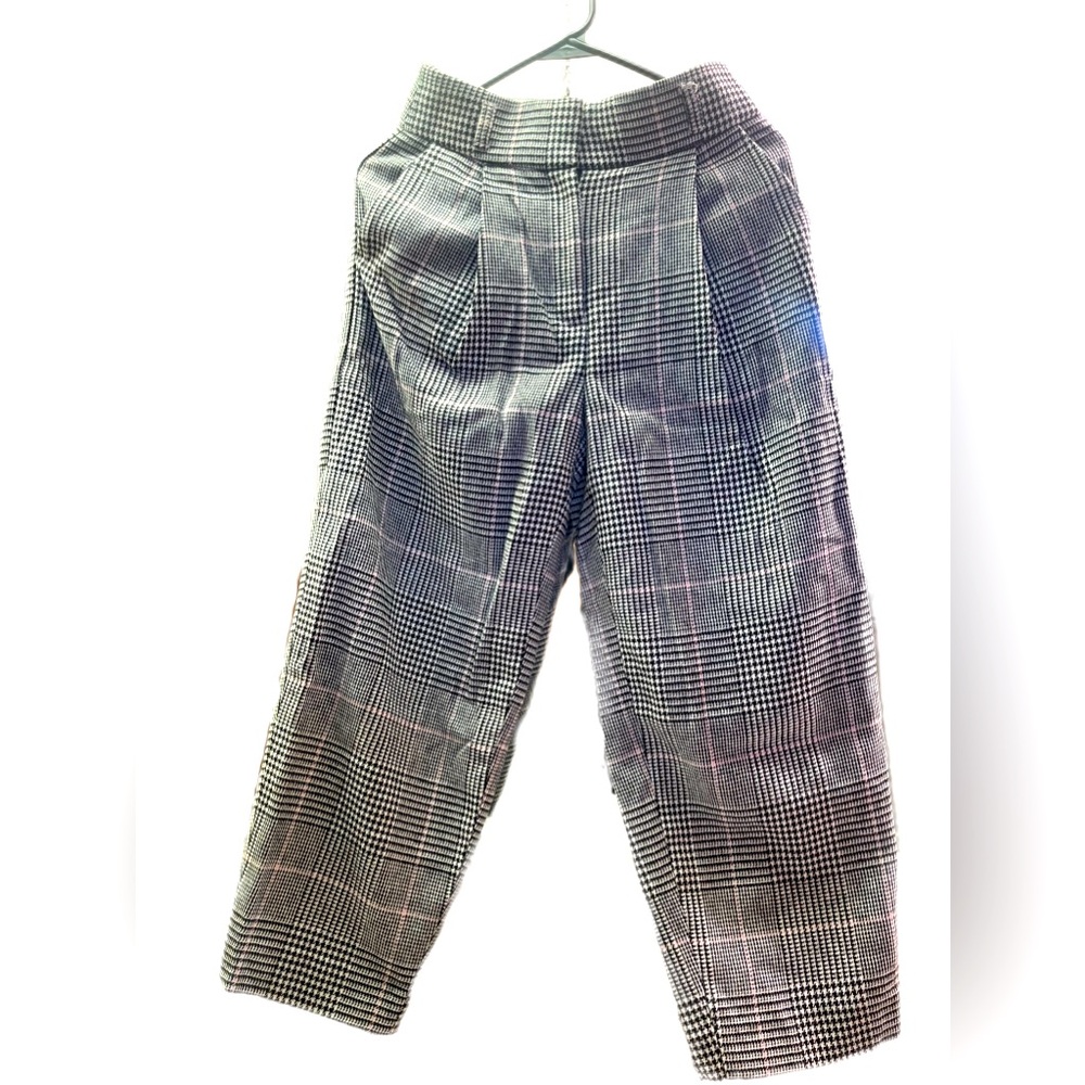 J Crew black and white capri plaid pant